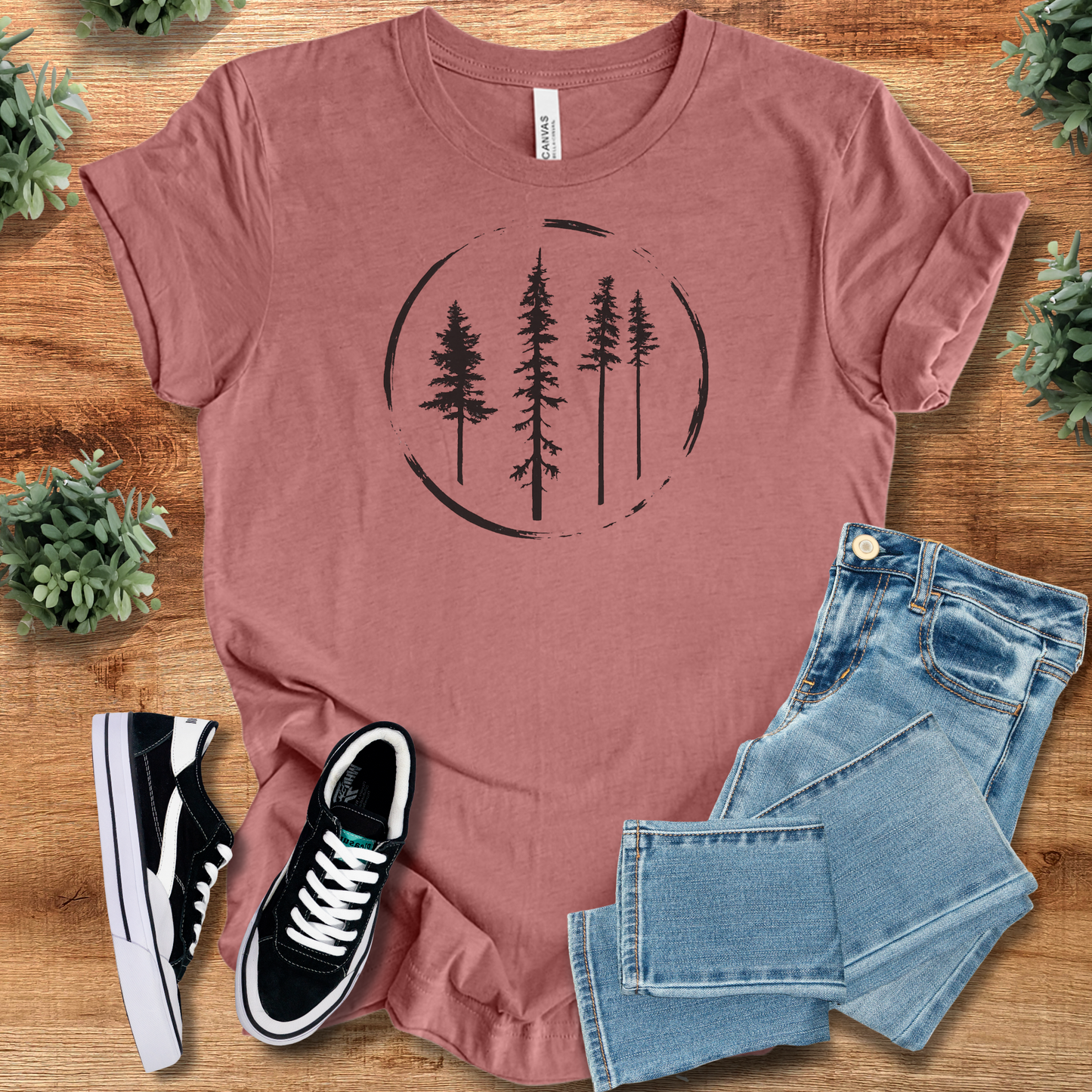 Minimal Forest Circle Tee T‑Shirt | Soft Bella+Canvas Tee