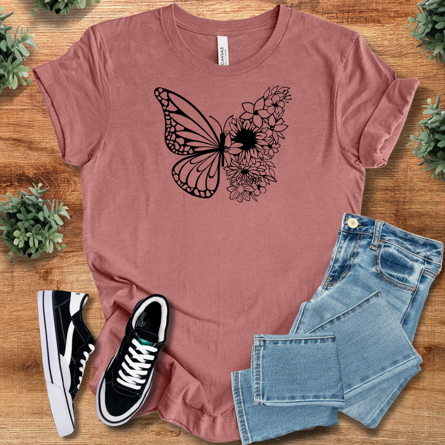 Butterfly Sunflowers T‑Shirt | Soft Bella+Canvas Tee