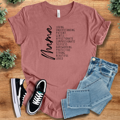 Soft-cream t-shirt with '' text, flat lay styled on a wooden surface.