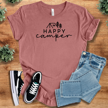 Heather-aqua t-shirt with '' text, flat lay styled on a wooden surface.