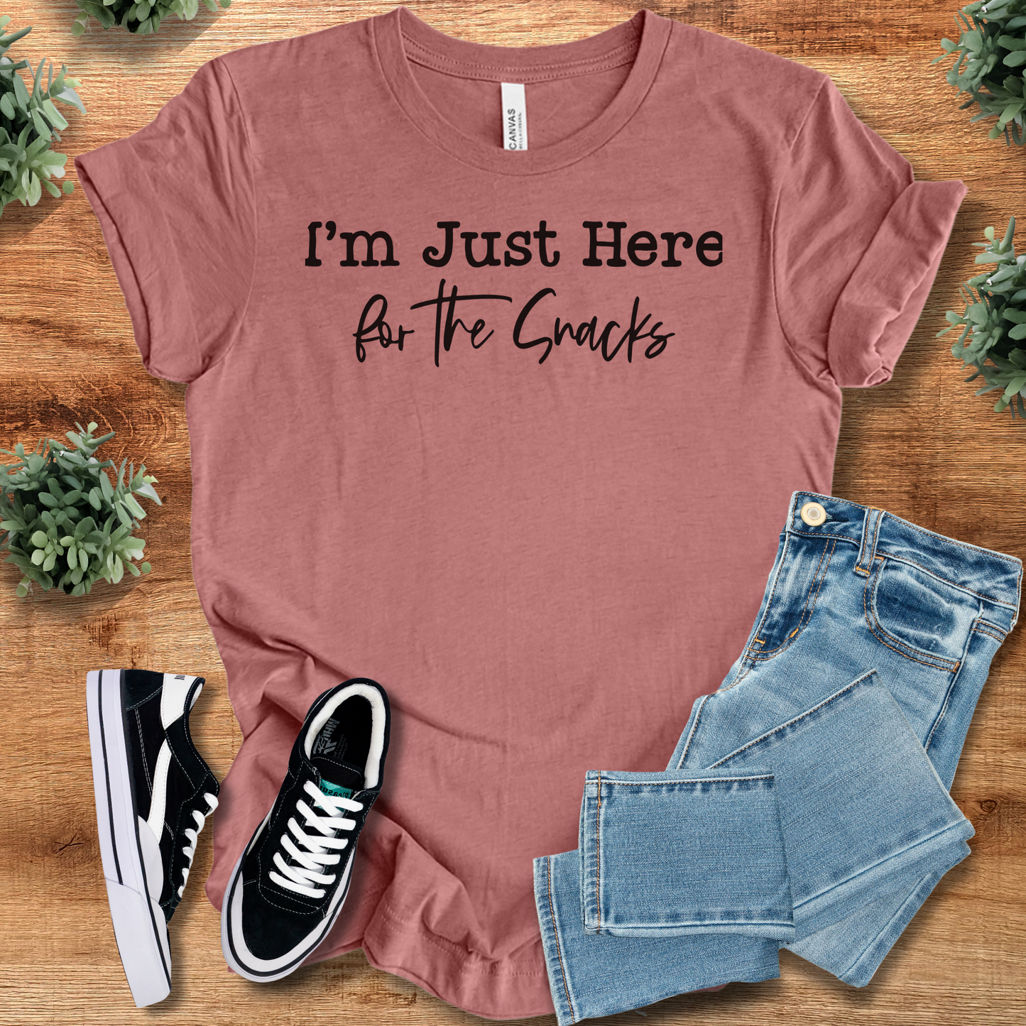 I'm Just Here For The Snacks T‑Shirt | Soft Bella+Canvas Tee