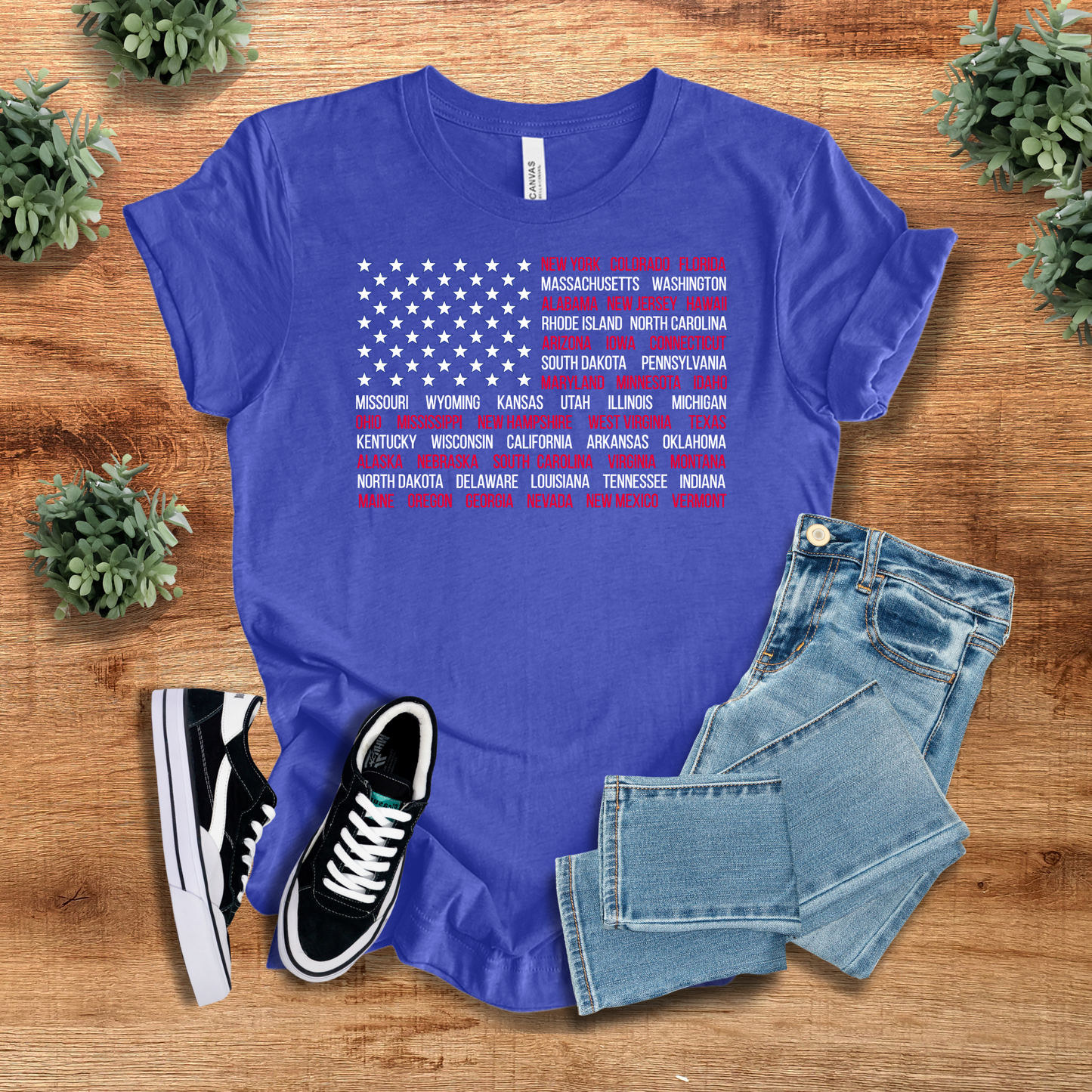 Patriotic Tee - American Flag with State Names