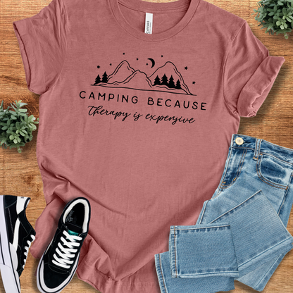 Athletic-heather t-shirt with '' text, flat lay styled on a wooden surface.