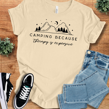 Athletic-heather t-shirt with '' text, flat lay styled on a wooden surface.