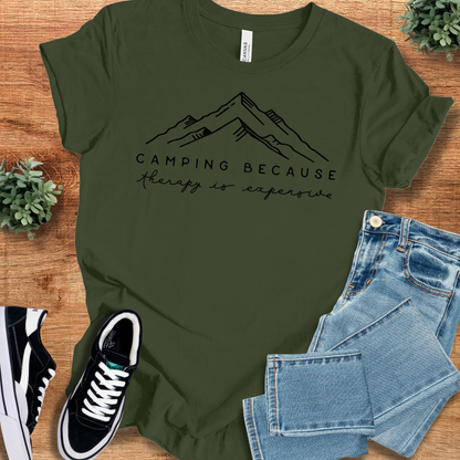 Athletic-heather t-shirt with '' text, flat lay styled on a wooden surface.