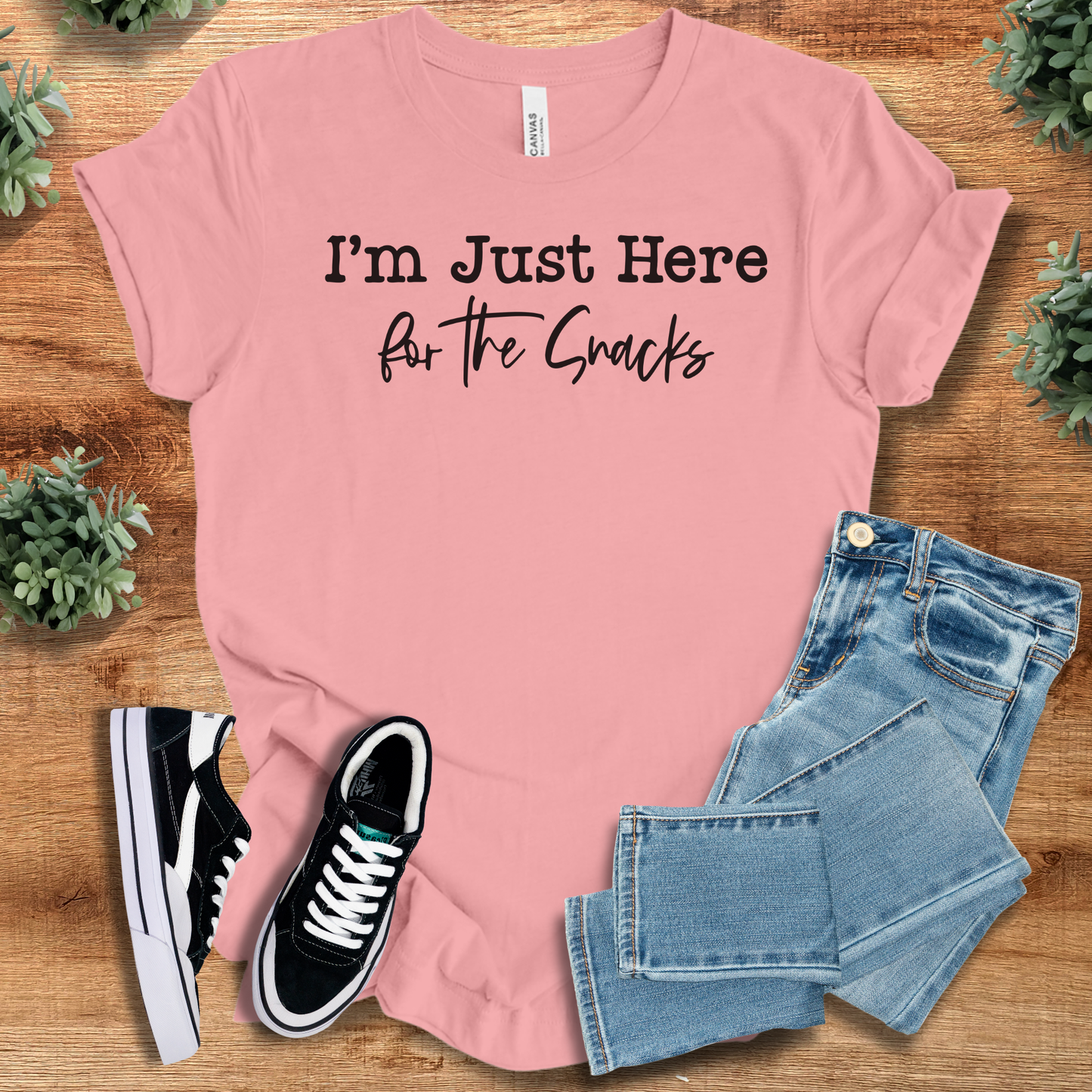 I'm Just Here For The Snacks T‑Shirt | Soft Bella+Canvas Tee