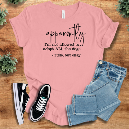 Heather-mauve t-shirt with '' text, flat lay styled on a wooden surface.