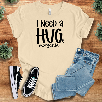 Athletic-heather t-shirt with '' text, flat lay styled on a wooden surface.