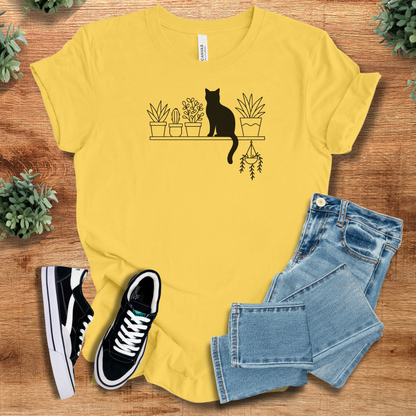 Athletic-heather t-shirt with '' text, flat lay styled on a wooden surface.