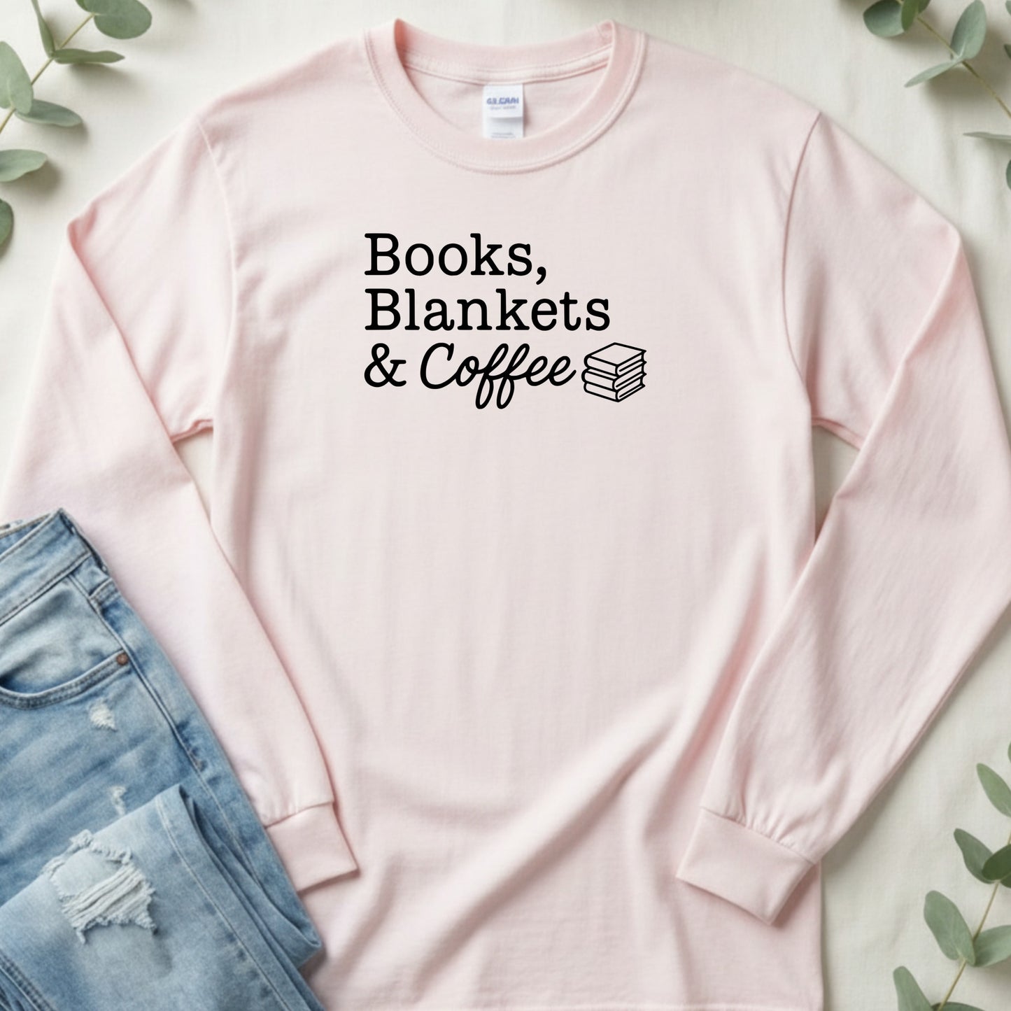 Books Blankets Coffee Simple Design Long Sleeve T-Shirt