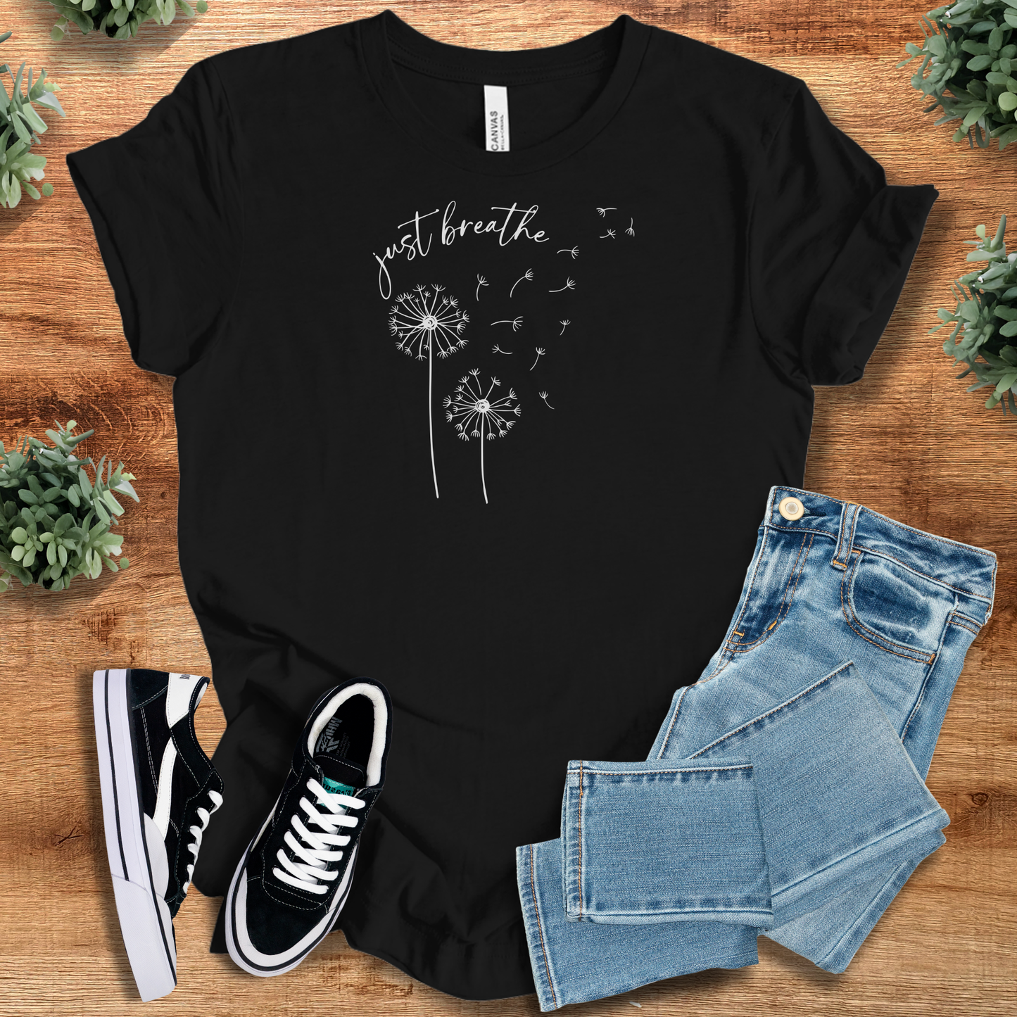 Just Breathe Dandelion T‑Shirt | Soft Bella+Canvas Tee