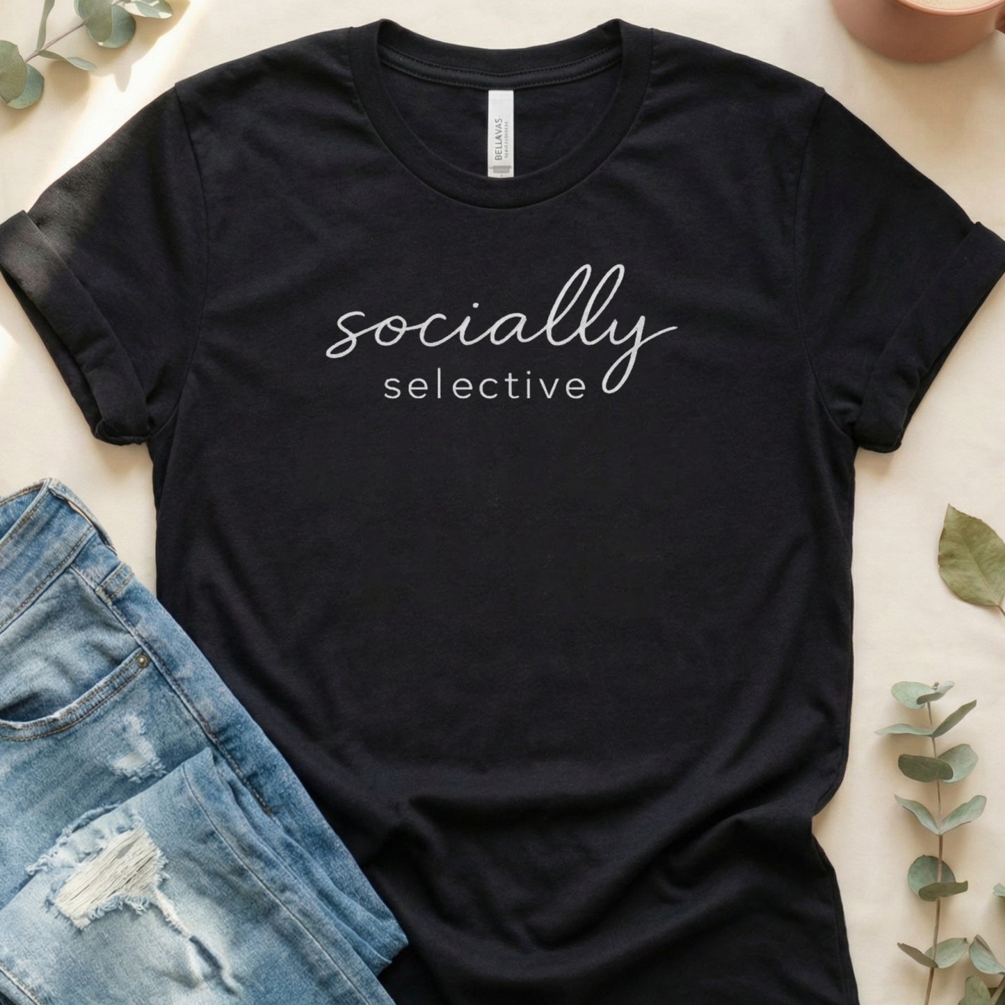 Socially Selective Minimalist Design Graphic T-Shirt