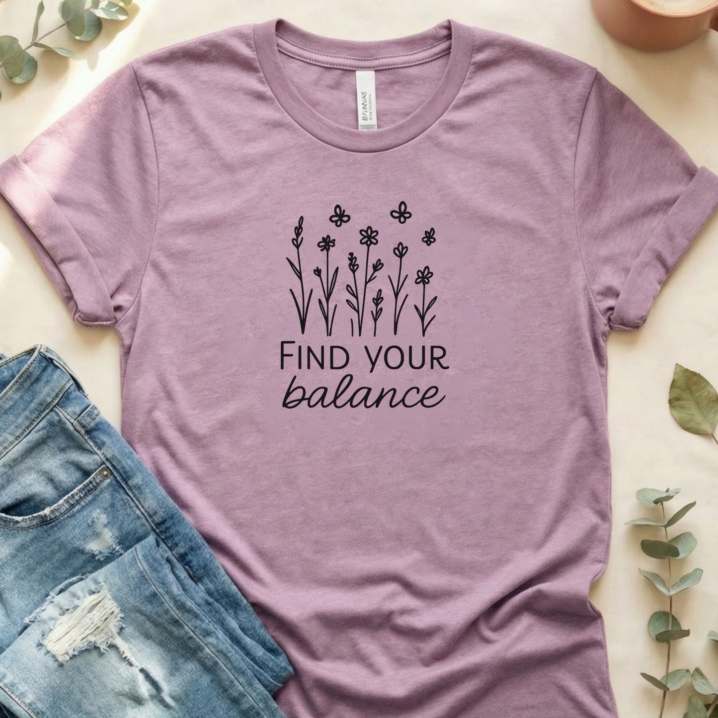 Find Your Balance Positive Floral Graphic Shirt