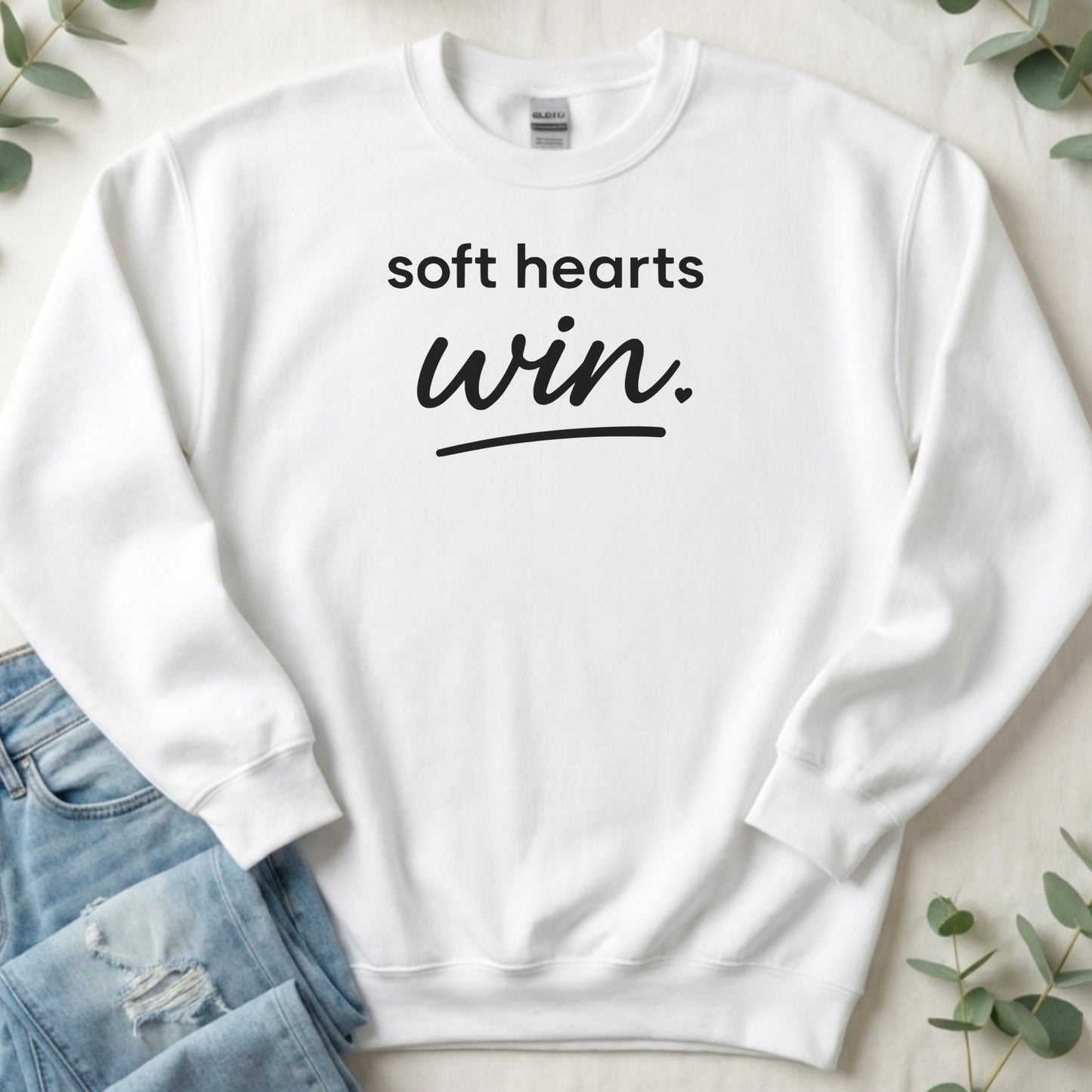 Soft Hearts Win Slogan Sweatshirt for Casual Fashion