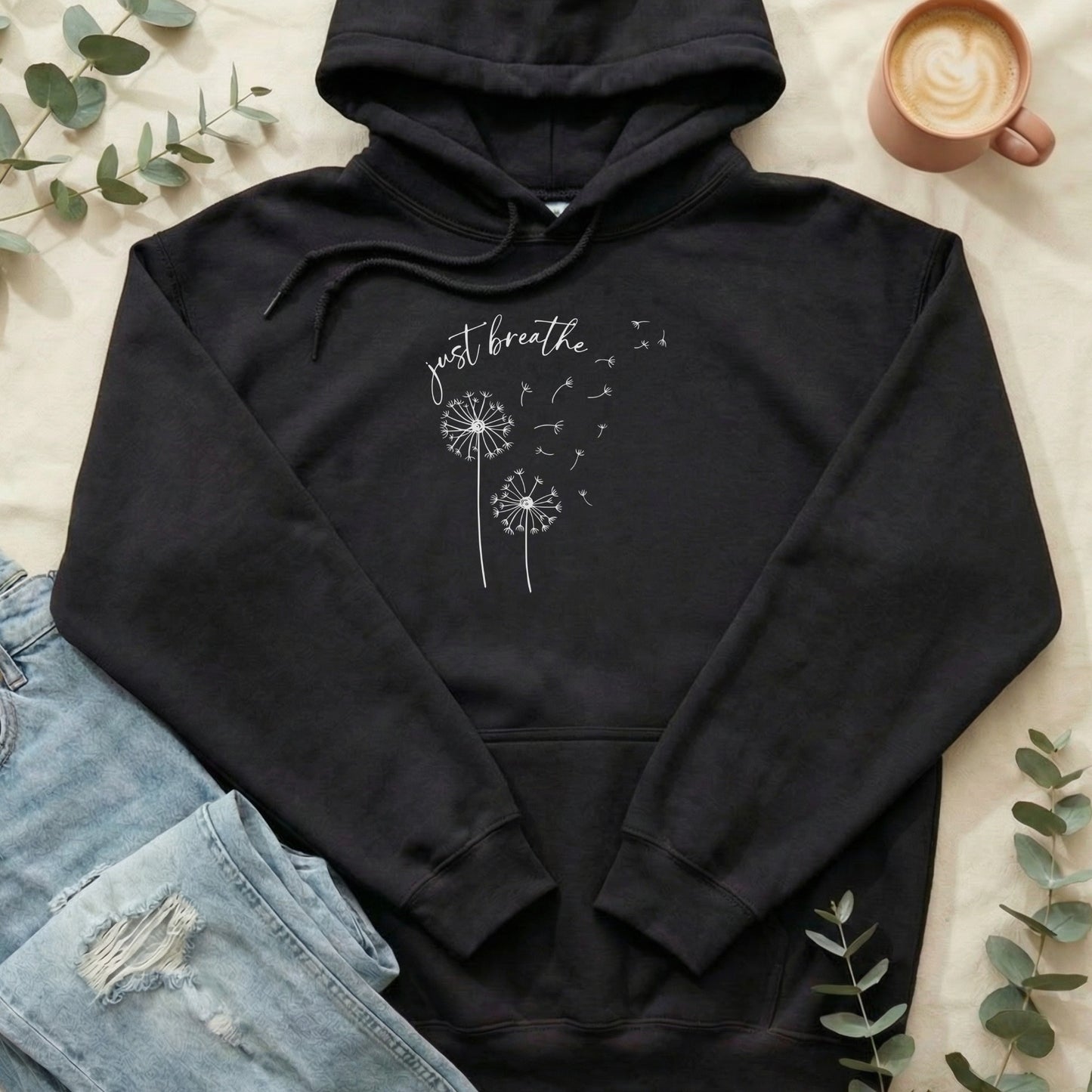 Just Breathe Dandelion Hoodie Casual Pullover