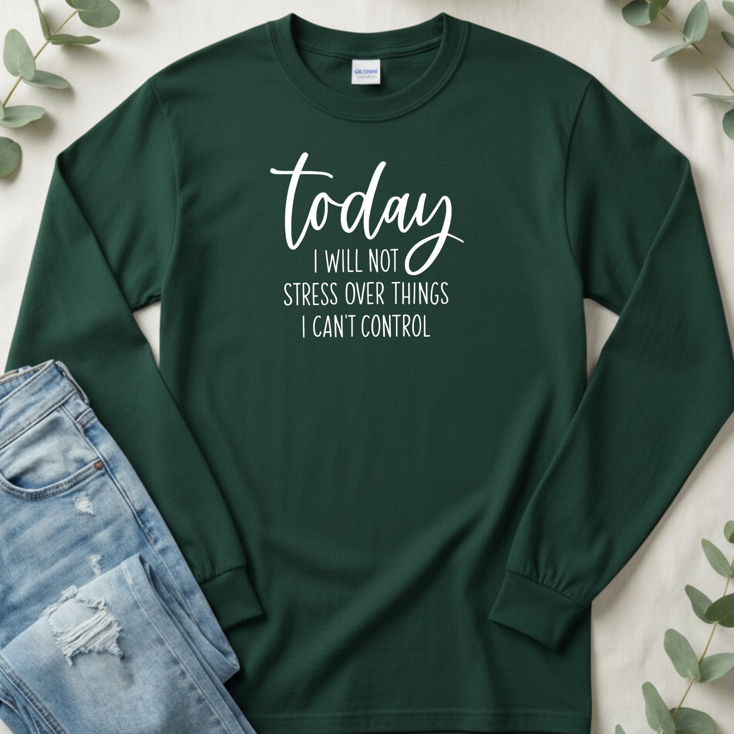 Today I Will Not Stress Inspirational Quote Long Sleeve T-Shirt