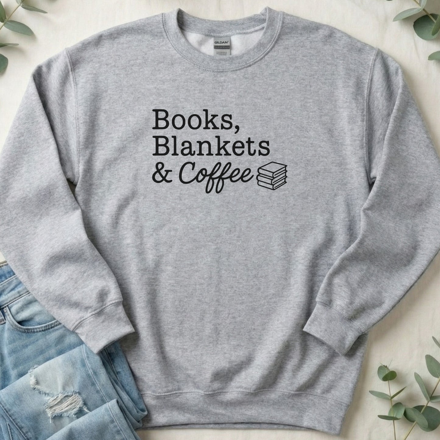 Books Blankets & Coffee Gray Cozy Sweatshirt
