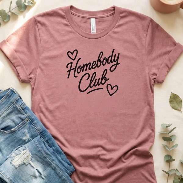Homebody Club With Hearts Graphic Relaxing Day T-Shirt