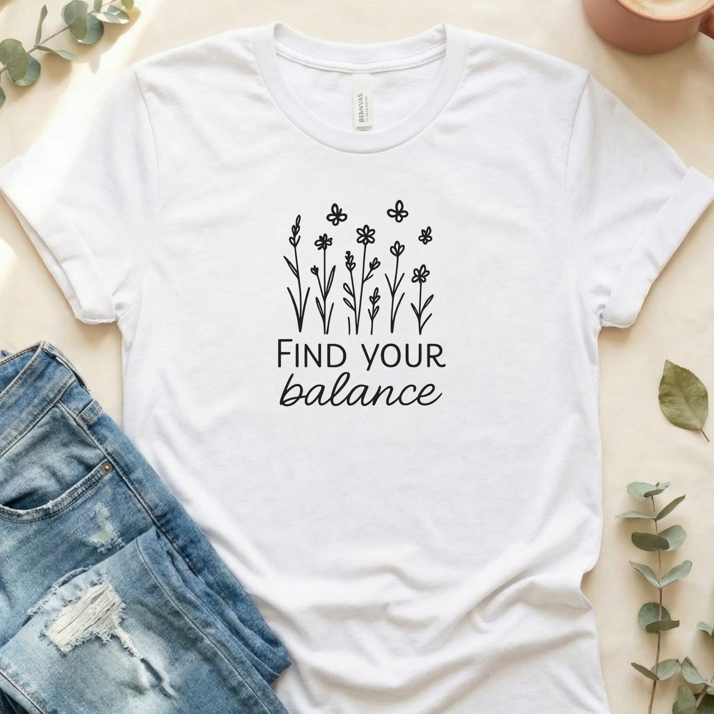 Find Your Balance Floral Graphic White Shirt