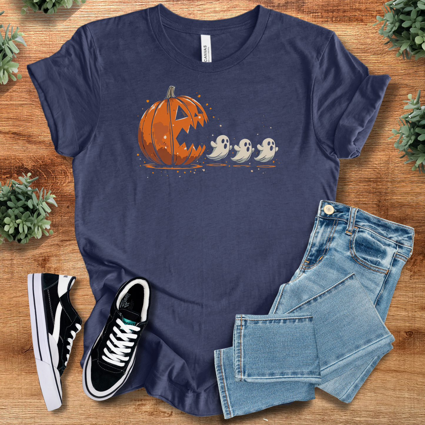 Funny Pumpkin & Ghosts Halloween Shirt | Spooky Season Graphic Tee | Bella Canvas Unisex