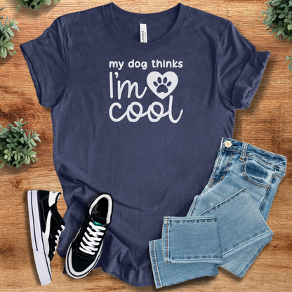Heather-aqua t-shirt with '' text, flat lay styled on a wooden surface.