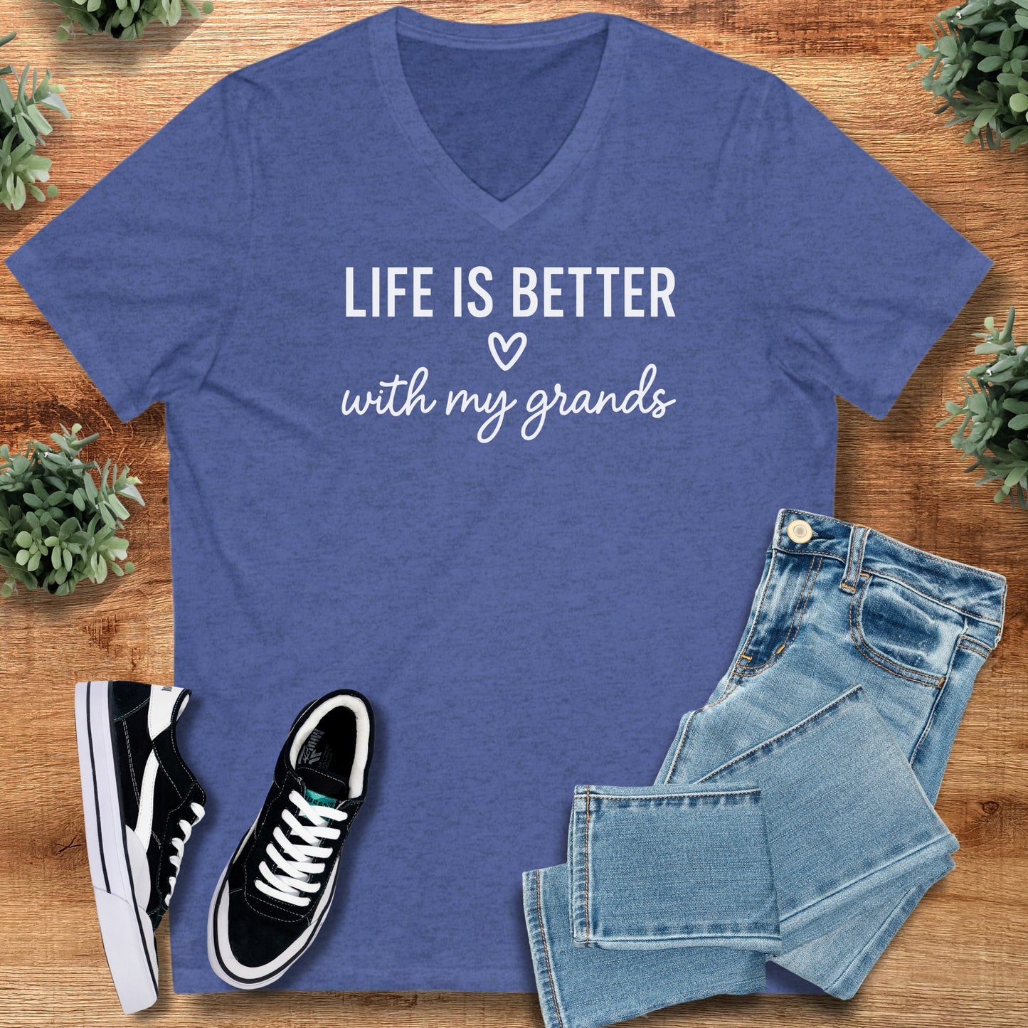 Life Is Better With My Grands – Bella Canvas V-Neck Tee