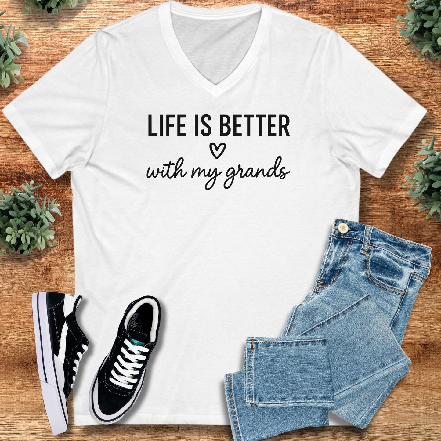 Life Is Better With My Grands – Bella Canvas V-Neck Tee