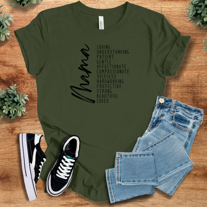 Soft-cream t-shirt with '' text, flat lay styled on a wooden surface.