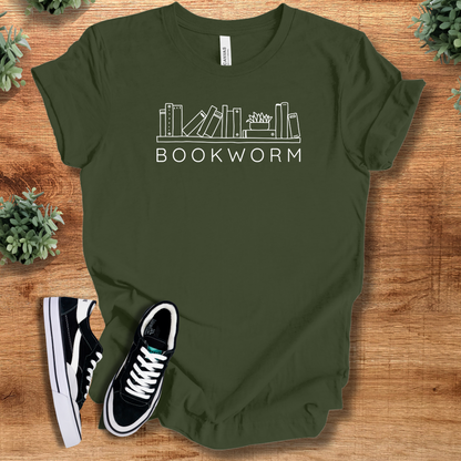 Heather-aqua t-shirt with '' text, flat lay styled on a wooden surface.