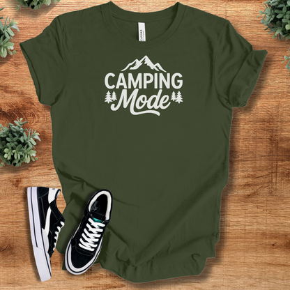 Heather-aqua t-shirt with '' text, flat lay styled on a wooden surface.