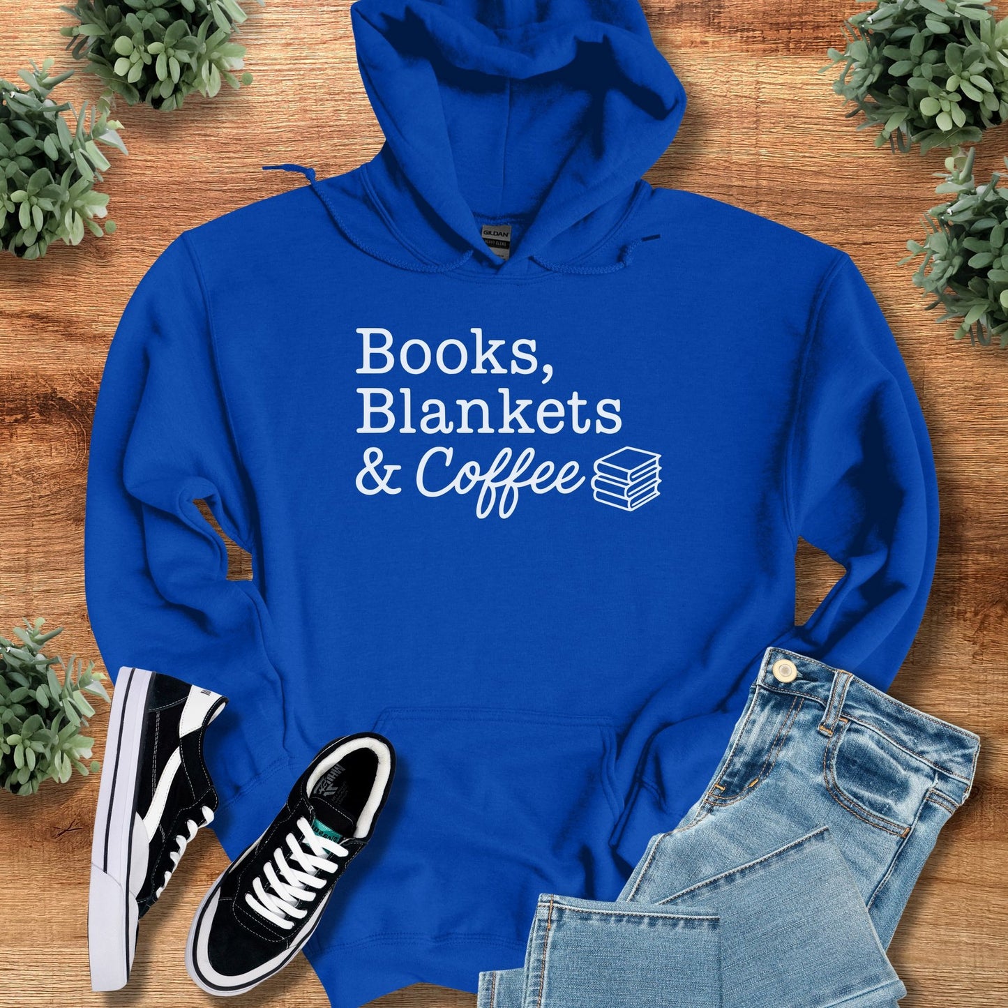 books blankets and coffee | Hoodie | Signature Vibes - Royal