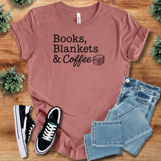 books blankets and coffee | T-Shirt | Signature Vibes - Heather Mauve