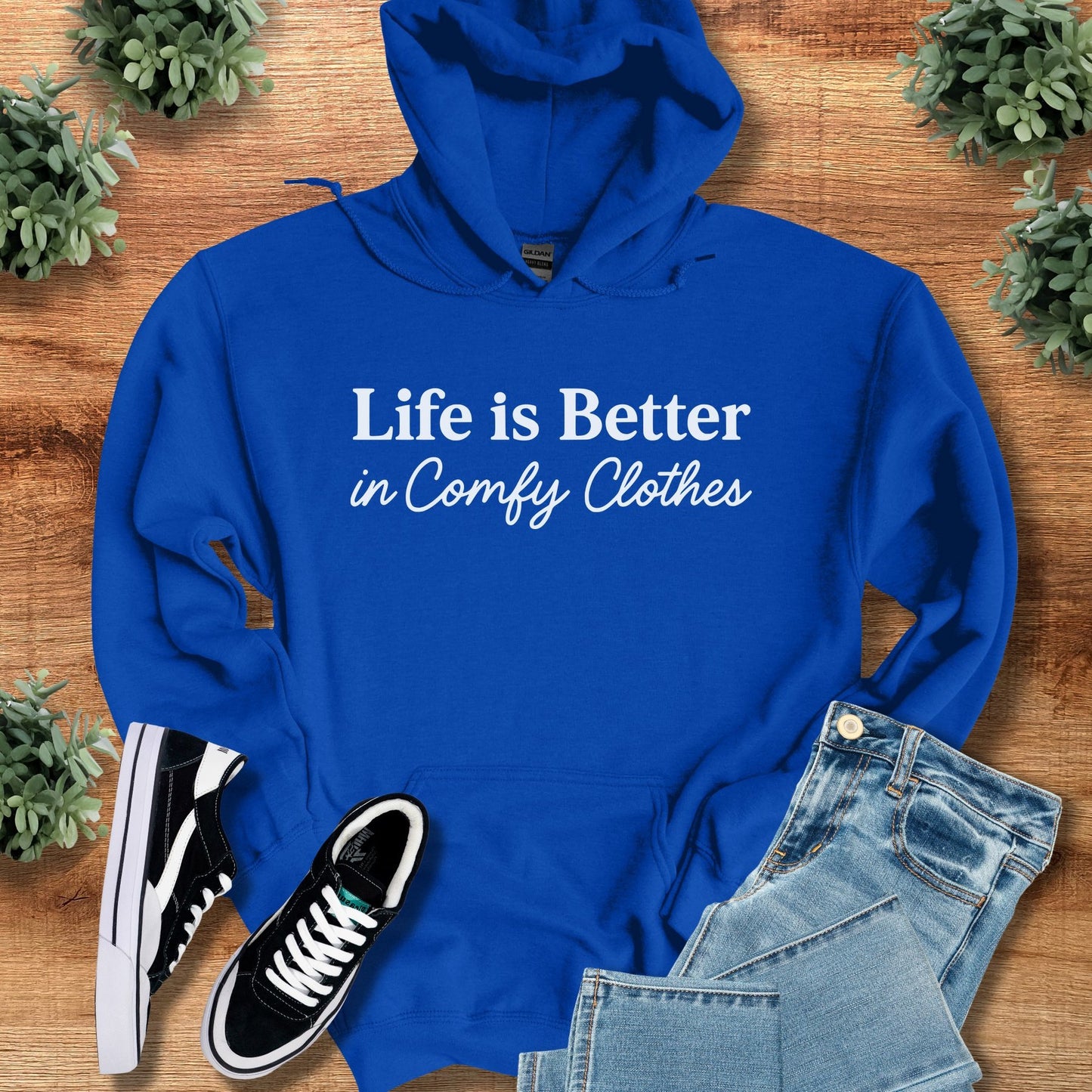 life is better in comfy clothes | Hoodie | Signature Vibes - Royal